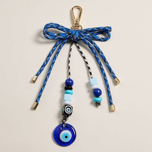 Evil Eye Charm Beaded Drop Bow Accent  Bag Charm