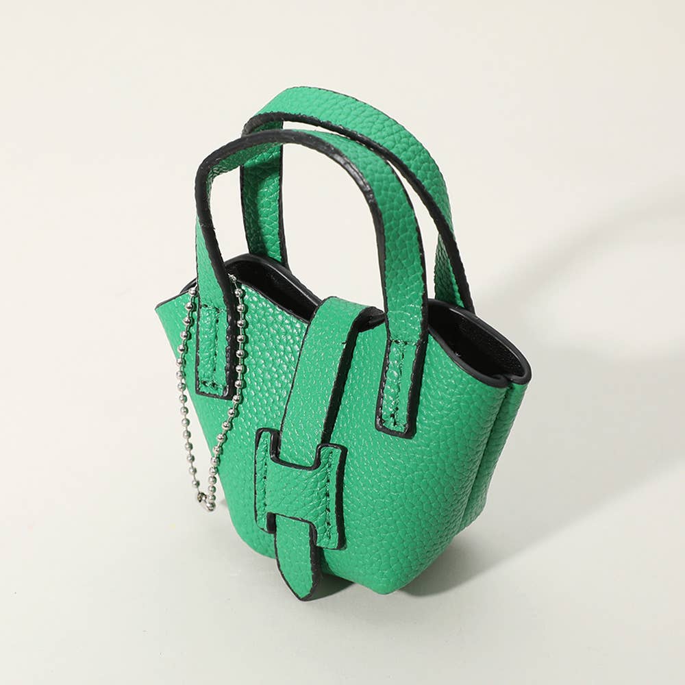 Faux Leather Stylish Mini Purse Bag Charm in Green