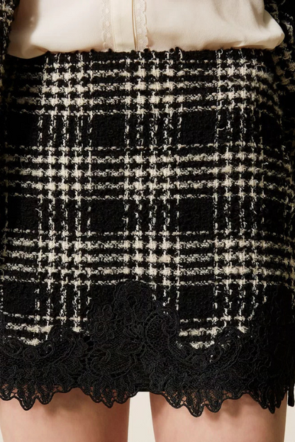 Bouclé Check Skirt