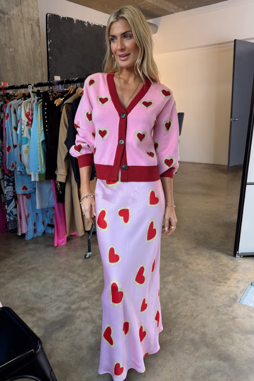Never Fully Dressed Pink Hearts Cardigan