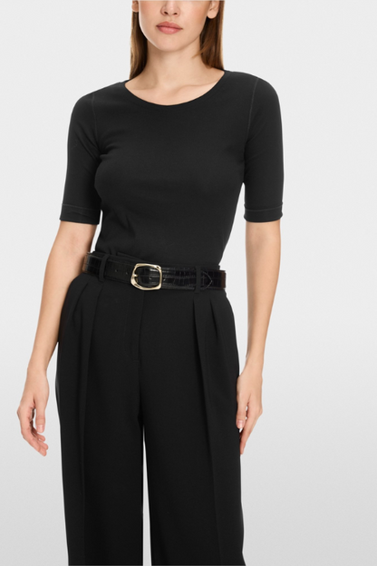 Round - Collar Shirt With Short Sleeves