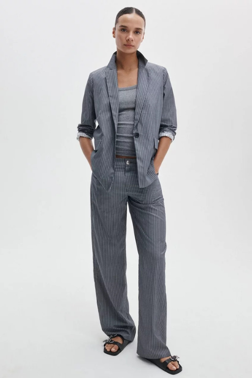 Jennie Striped Poplin Blazer