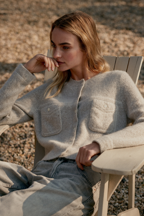 Cashmere Knitted Cardigan in Hazel