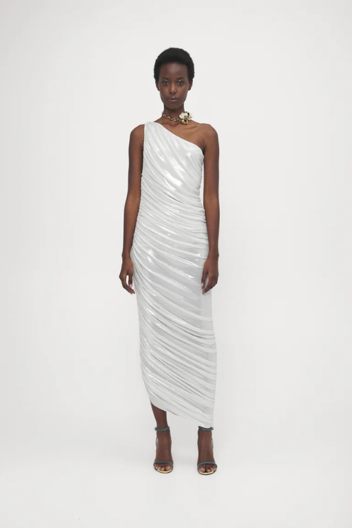 Diana One Shoulder Dress in Pearl