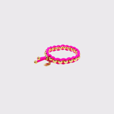 Scrunchie is Back - Colored Elastic & Gold Bead Bracelet