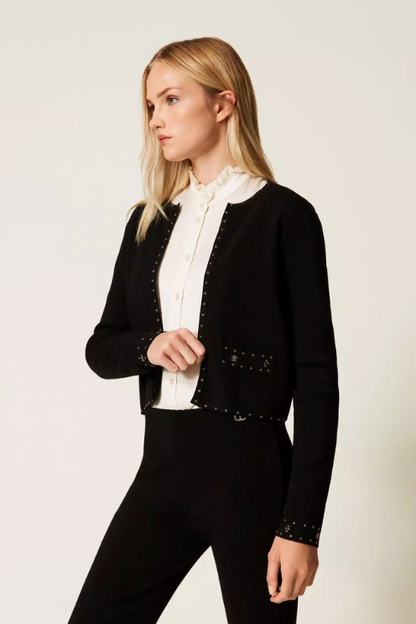 Knit Jacket with Rhinestones