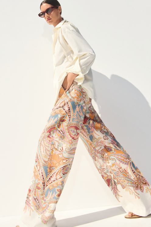 Adrienne Paisley A-Line Print Pant