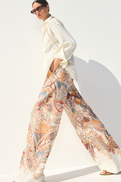 Adrienne Paisley A-Line Print Pant