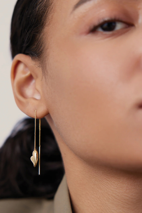 Puffy Heart Threader Earrings