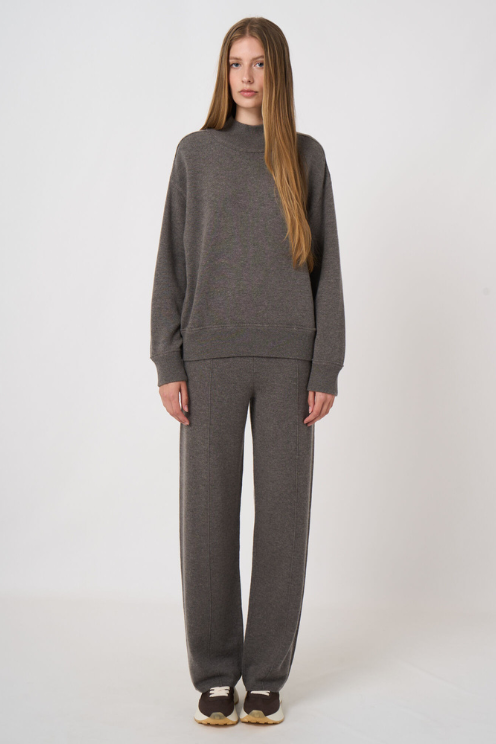 Wool-Cashmere Terry Knit Sweater with Mock Neck