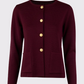 Stina Dark Red Merino Wool Cardigan