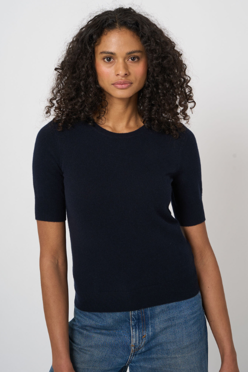 Slim Short-Sleeve Organic Cashmere Sweater