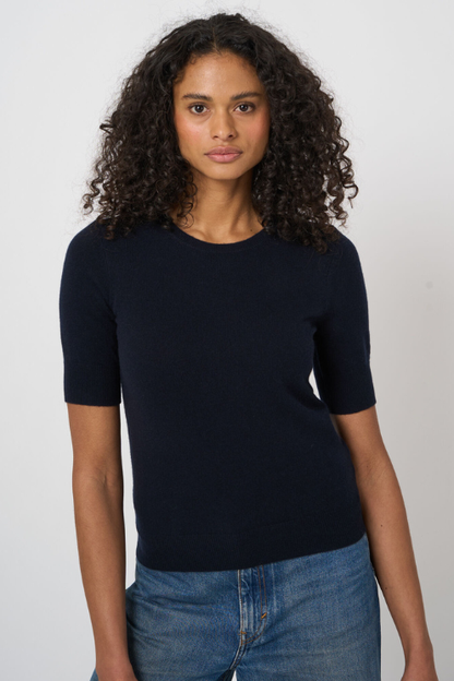 Slim Short-Sleeve Organic Cashmere Sweater