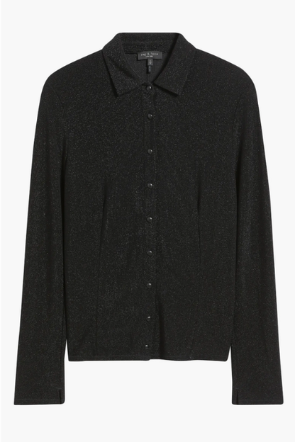 Elsa Metallic Button-Up Shirt