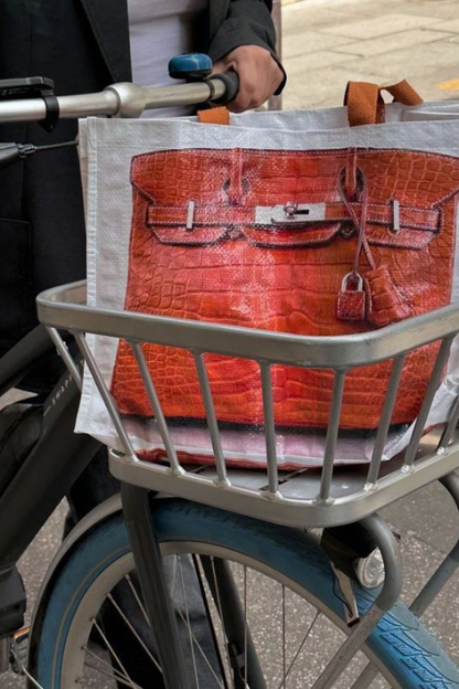 Designer Grocery Tote Brown Croc