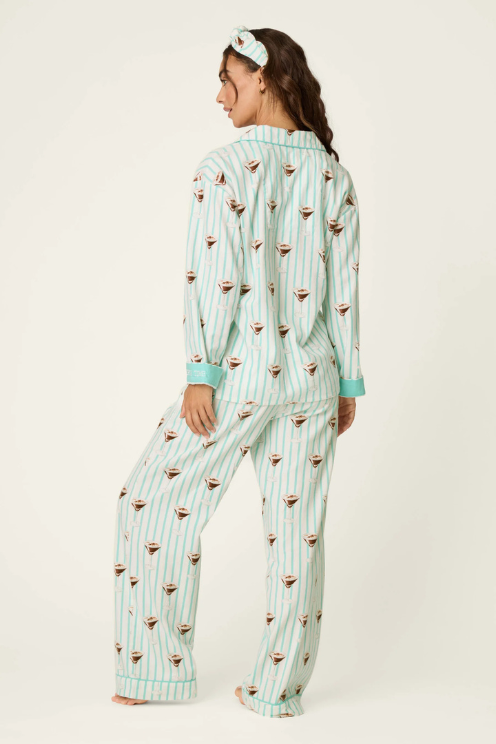 Espresso Martini Print 3-Piece Long Sleeve Flannel PJ Set