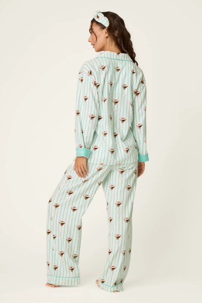 Espresso Martini Print 3-Piece Long Sleeve Flannel PJ Set
