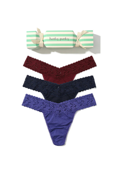 Cotton Original Rise Thong Holiday 3 Pack Cracker