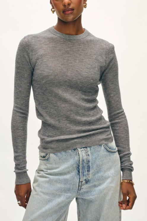 Superfine Cashmere Blend Waffle Crewneck