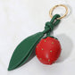 Faux Leather Plush Strawberry Bag Charm in Red