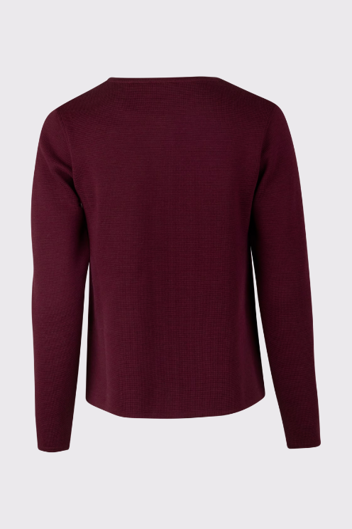 Stina Dark Red Merino Wool Cardigan