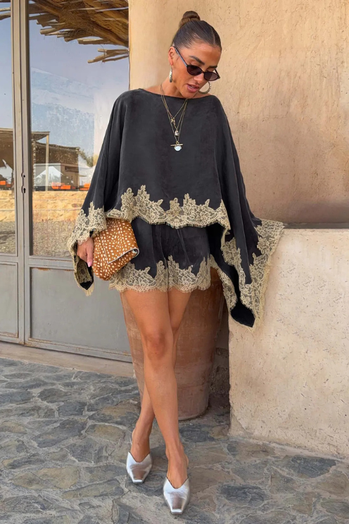 Ellie Lace Cape + Short Set