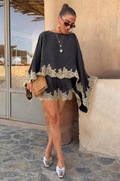 Ellie Lace Cape + Short Set