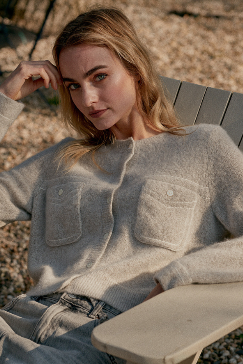Cashmere Knitted Cardigan in Hazel