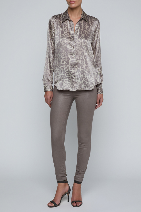 Grey Leopard Tyler Silk Blouse