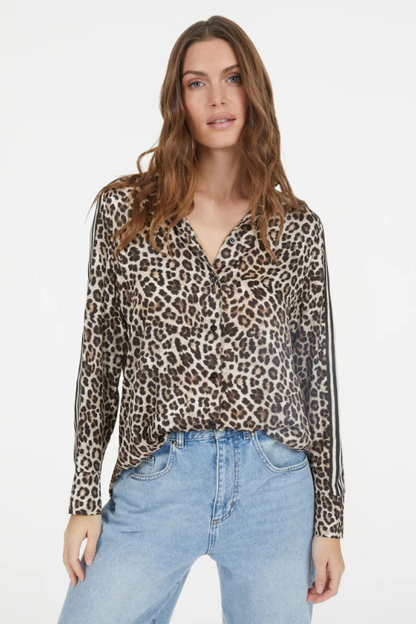 Leopard Side-Stripe Blouse