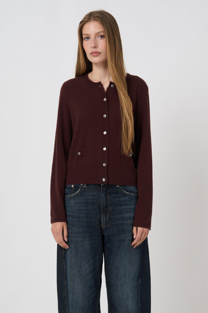 Cropped Cashmere Cardigan with Fringes