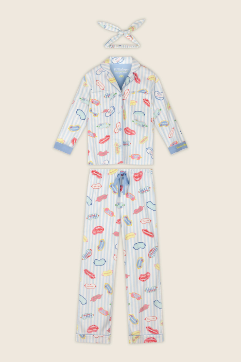 Out of Office Eyemask Print 3-Piece Flannel PJ Set