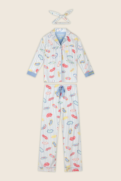 Out of Office Eyemask Print 3-Piece Flannel PJ Set