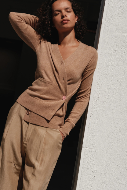 The Wrap Cardigan - Camel Cashmere Blend