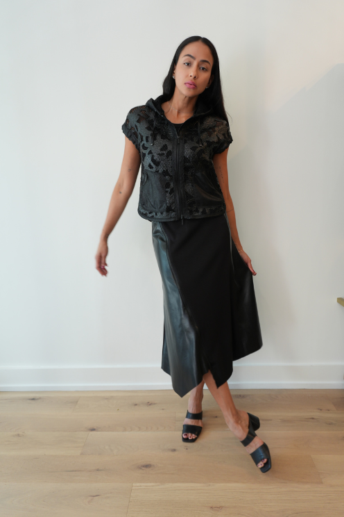 Faux Leather Midi Skirt