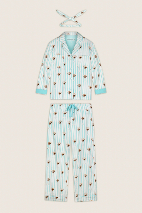 Espresso Martini Print 3-Piece Long Sleeve Flannel PJ Set
