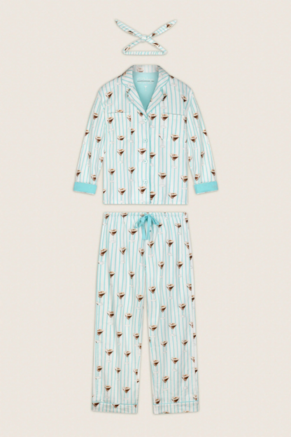Espresso Martini Print 3-Piece Long Sleeve Flannel PJ Set