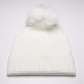 Ivory Crystal Beanie Fox Pom