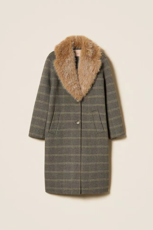 Checkered Double Wool Coat