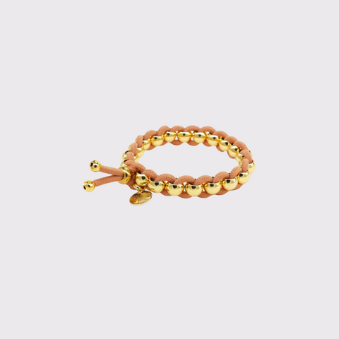 Scrunchie is Back - Colored Elastic & Gold Bead Bracelet