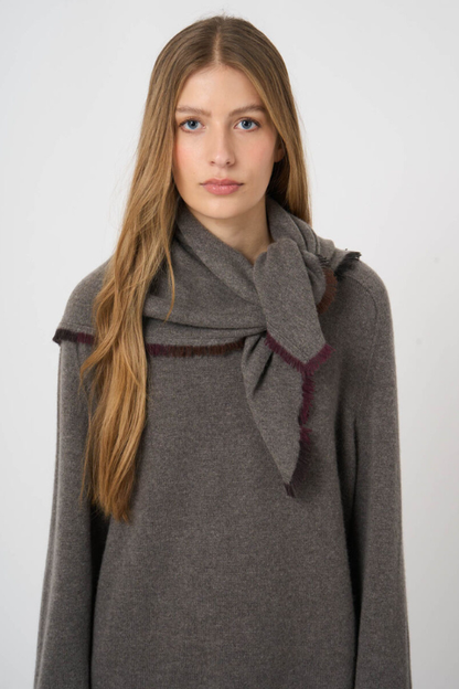 Fine-Knit Cashmere Square Scarf with Painted Fringes