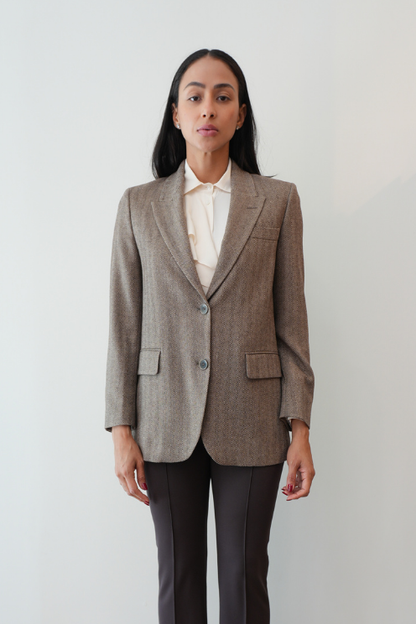 Brown Herringbone Blazer