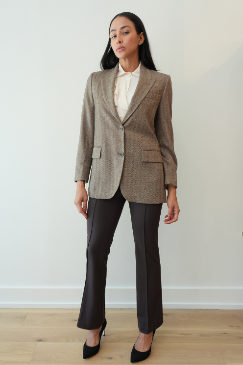 Brown Herringbone Blazer