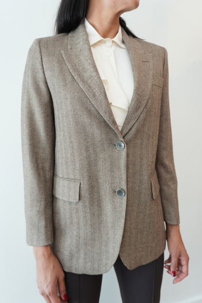 Brown Herringbone Blazer