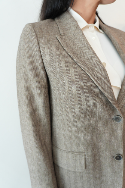 Brown Herringbone Blazer