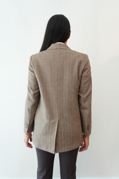 Brown Herringbone Blazer