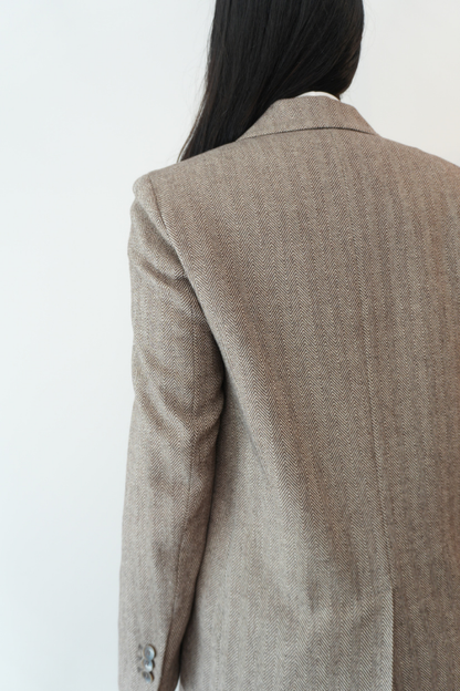Brown Herringbone Blazer