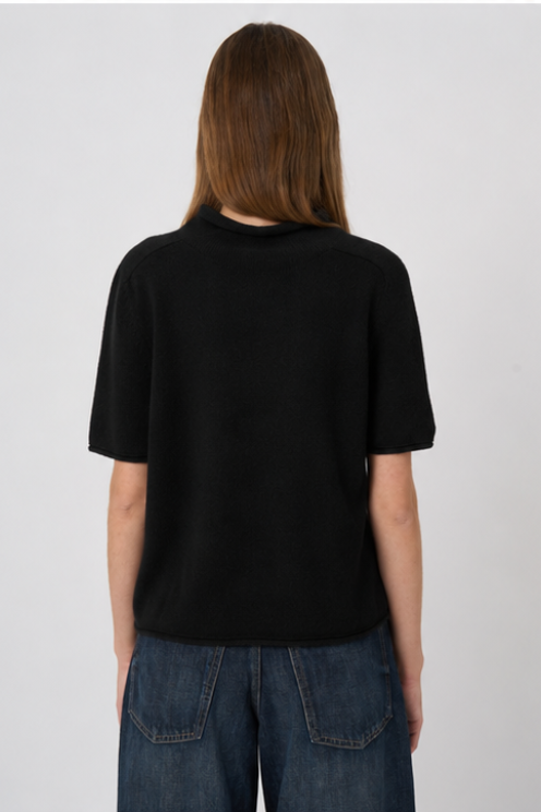 Medium-Weight Organic Cashmere Sweater with Stand Collar