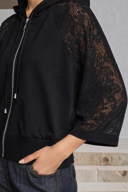 Milano Lace Sleeve Zip Hoodie