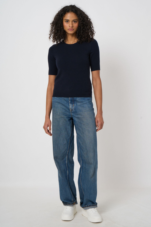 Slim Short-Sleeve Organic Cashmere Sweater